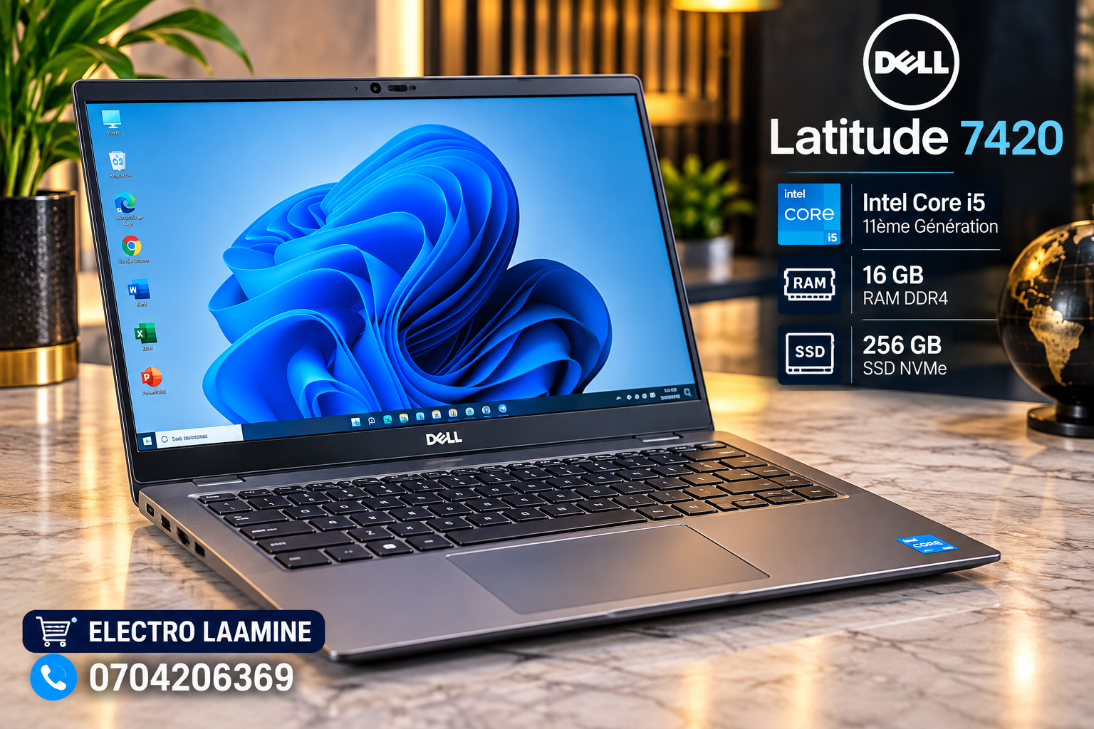 Dell Latitude 7420 – Intel Core i5 11ème Génération – 16GB RAM DDR4 – 256GB SSD NVMe